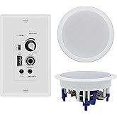 Herdio 5.25'' Home Audio Package Wall Mount Bluetooth Amplifier Receiver System with 300W in Ceiling Wall Passive Speakers Great for Home Theater Office Bathroom Kitchen Living Room (A Pair)