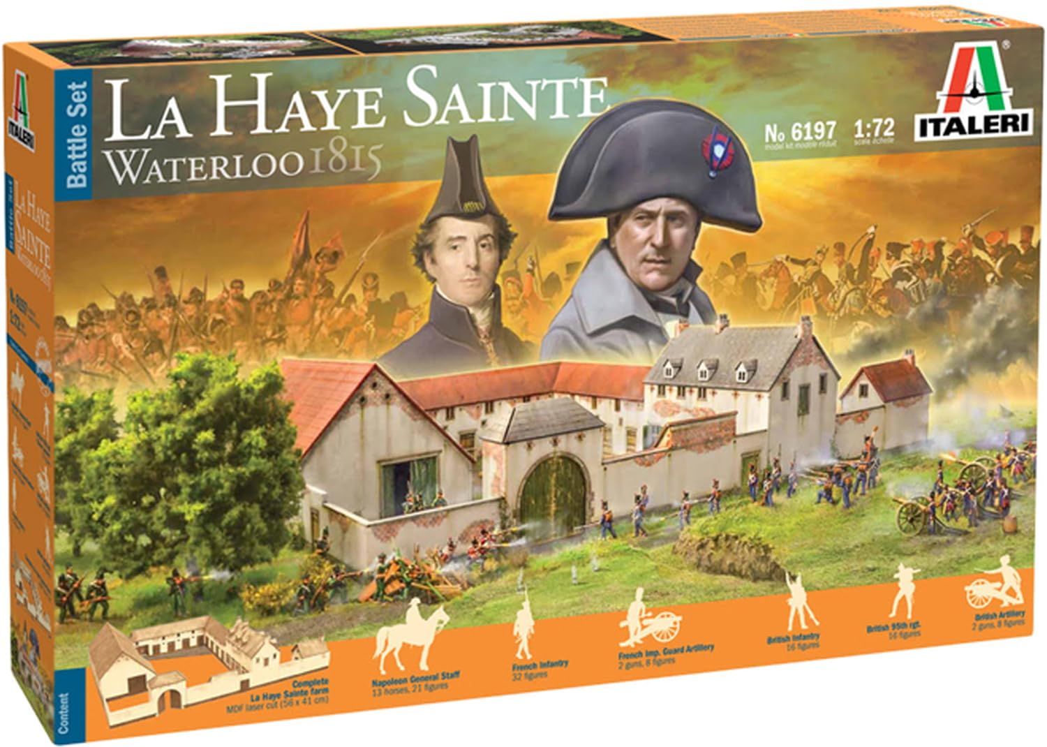 ITALERI 6197S 1:72 Battle Set Waterloo La Haye Sainte, True-to-Original Replica, Model Making, Crafts, Hobbies, Gluing, Plastic Construction Kit, Assembly, Multi-Coloured