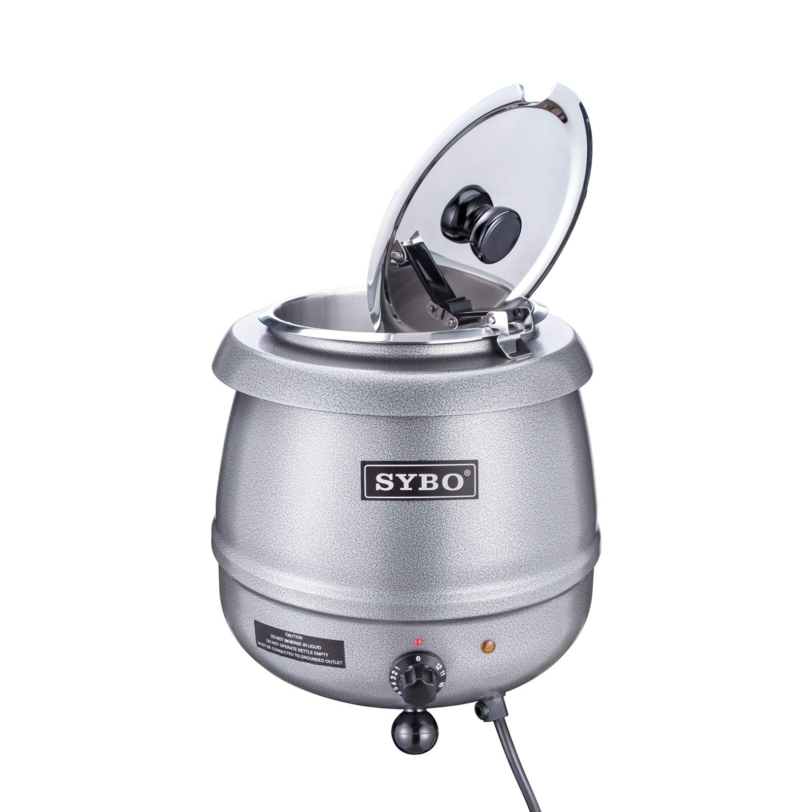 SYBO SB-6000-2G Commercial Grade Soup Kettle with Hinged Lid and Detachable Stainless Steel Insert Pot for Restaurant and Big Family, 10.5 Quarts, Silver