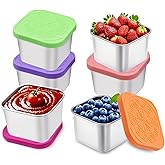 304 Premium Stainless Steel Boxes with Silicone Lids, 6PCS Snackle Box Containers, Easy-Open Leak-Proof, for Taking Out for a