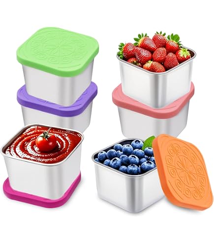 Boîte à Goûter Enfant Acier Inoxydable 304 - 350 Ml, Compartiment Amovible, étanche (Rose)