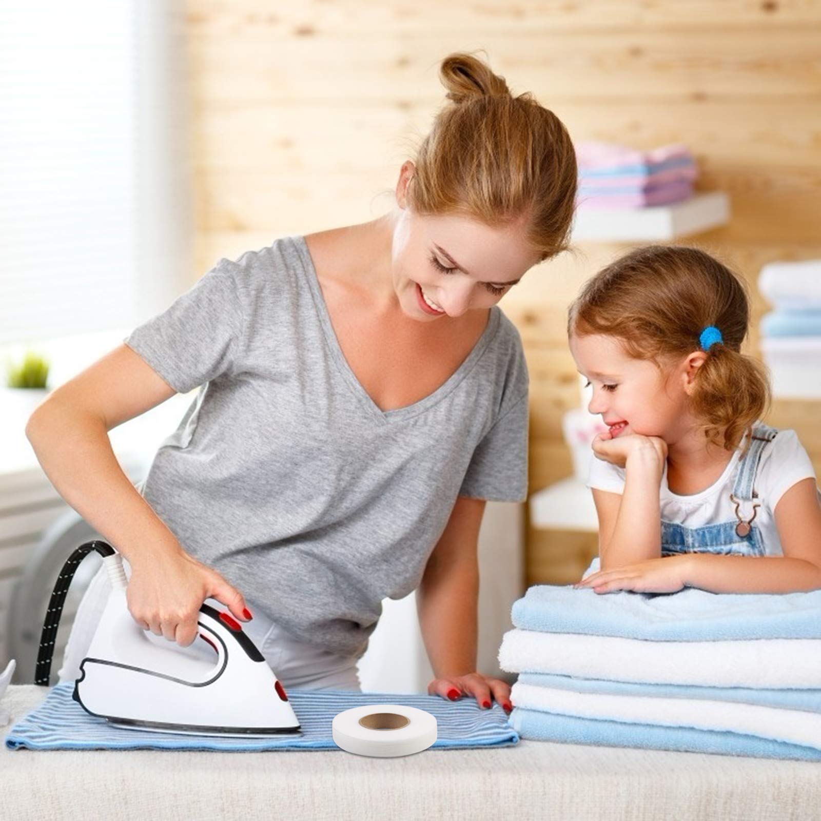 Matogle 4pcs Adhesive No Sewing Tape Iron on Fabric Tapes Roll for Hamming Home Office Clothes Repairing Sealing Items Craft DIY 3 Sizes