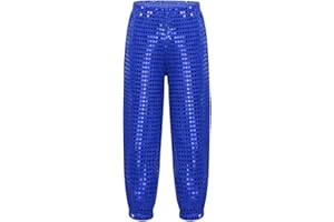 Aislor Unisex Girls Boys Glitter Sequins Hip Hop Jazz Dancing Pants Street Dance Competition Trousers