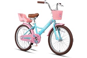 Glerc Sasha Girls Bike, 12-20 Inch Kids Bike for Ages 2-13 Years Old Children, Retro Vintage Style Kids Bicycle with Doll Bike Seat, Basket and Training Wheels, Multiple Colors