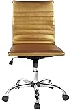 Winport Furniture Mid-Back Leather Armless Office/Home Desk Chair, Gold