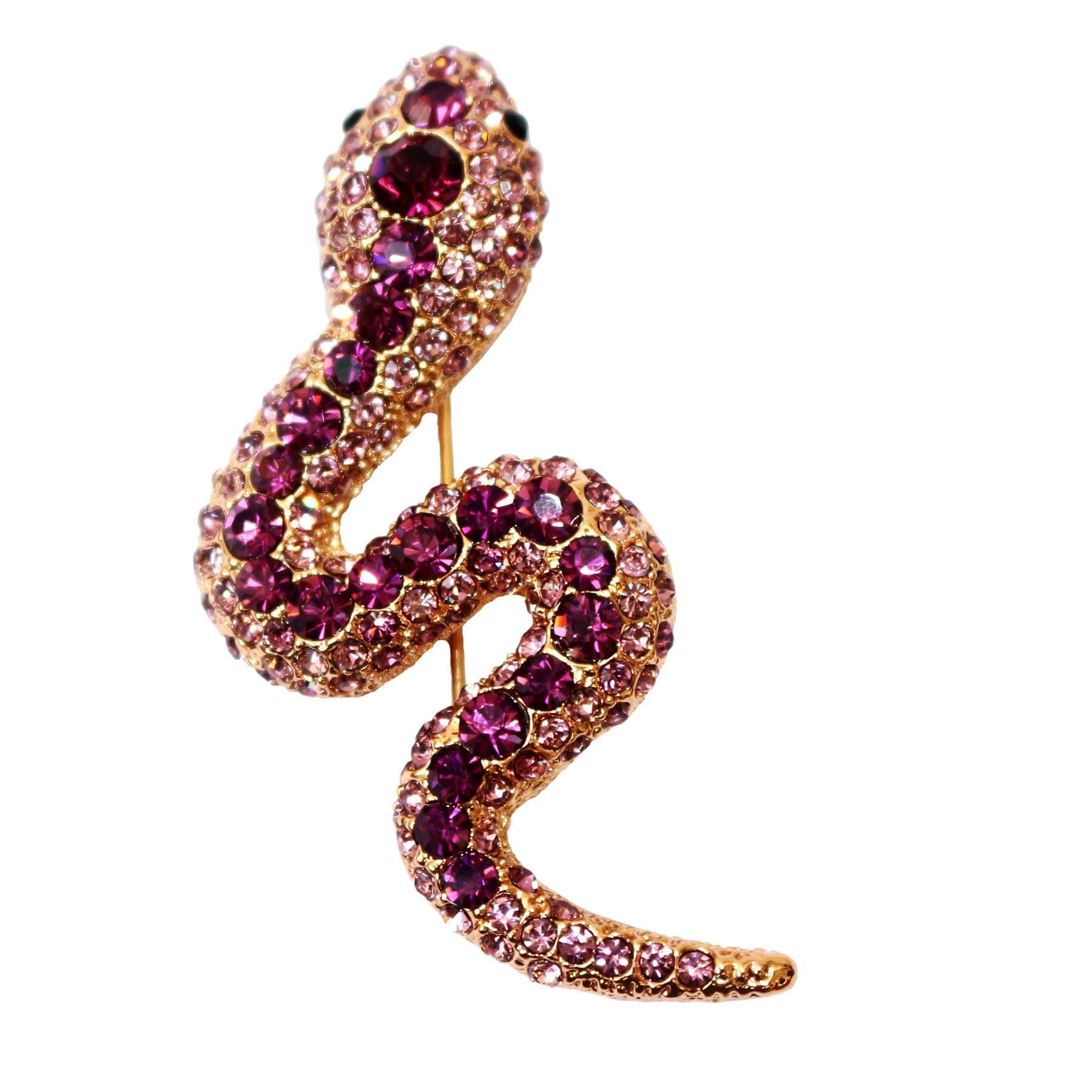 Navachi 18k Gold Plated Purple Crystal Snake Az7242b Brooch Pins