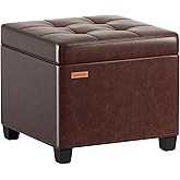 ABHENG 17.7 inches Synthetic Leather turfed Ottomans Cube with Legs, Metal-Framed Square Storage Ottoman Foot Rest Stool Holds 770 LB for Dorm Living Room Bedroom Brown UASND63R