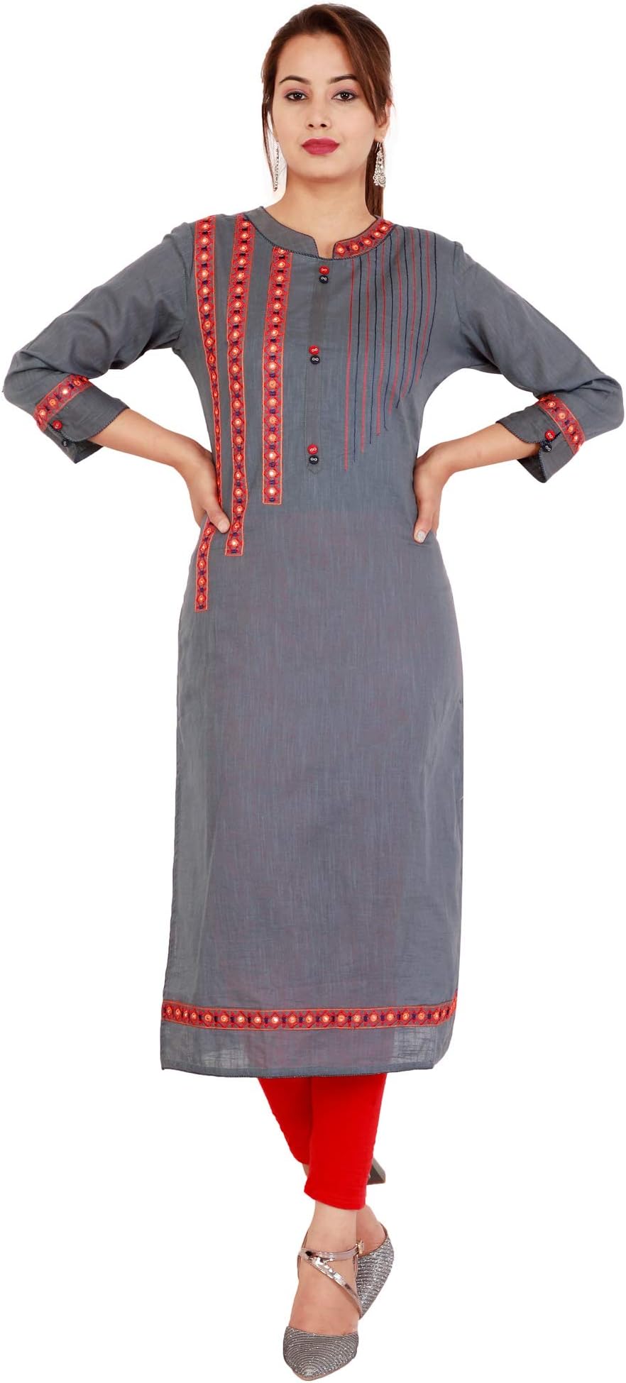 Ramkudi Indian Women's Embroidery Cotton Kurti Top