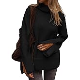 ATHMILE Fall Fashion Sweaters for Women Turtleneck Long Sleeve Casual Loose Knit Pullover Tops Winter Clothes 2025