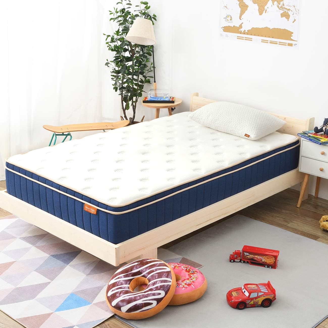 Sweetnight Ocean Blue 8" Hybrid Mattress | Gel Memory Foam & Individually Pocket Springs | Full Size: Furniture & Decor