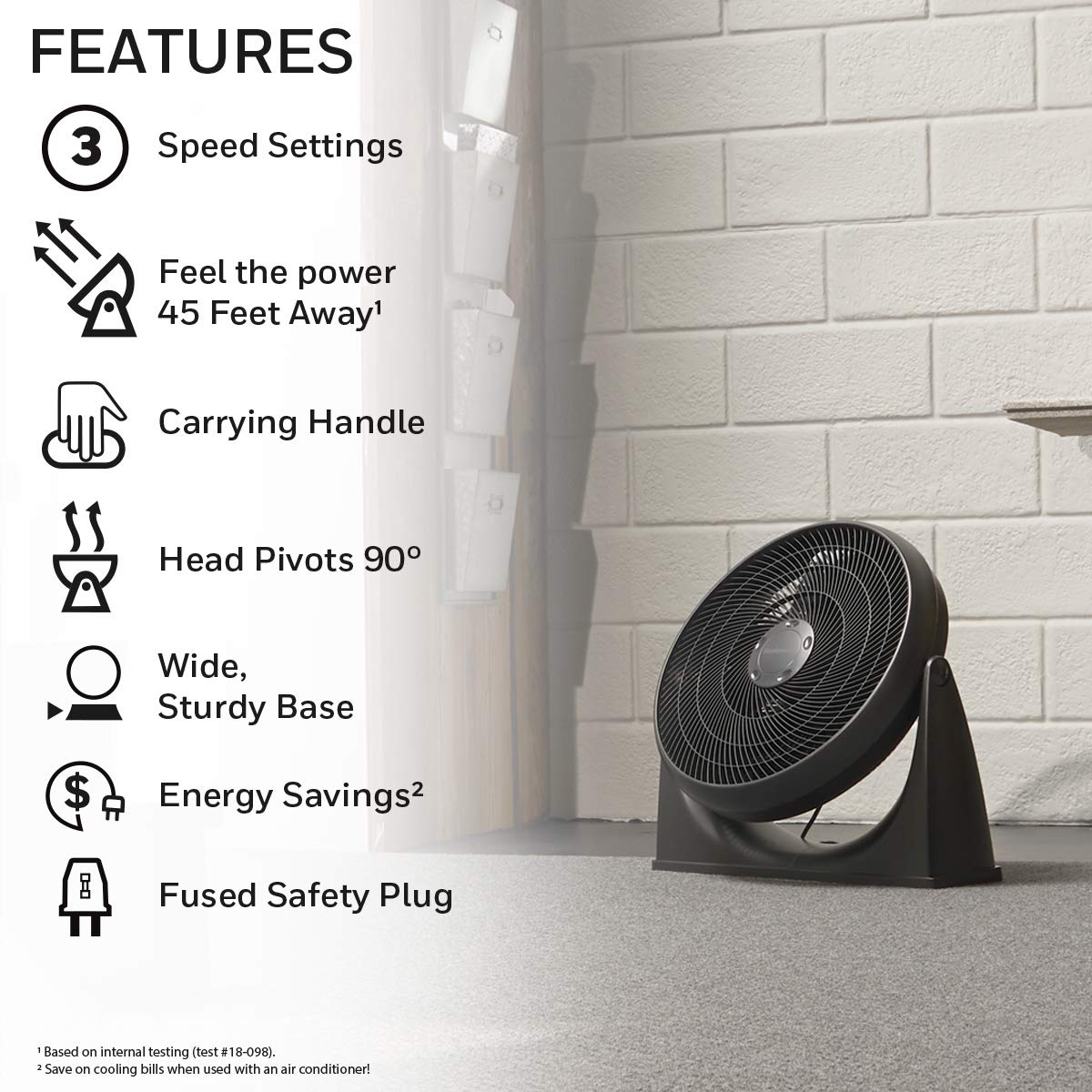 Honeywell 3 Speed/3 Blade Black 18 inch(s) Turbo Floor Fan