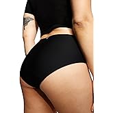 STRAWBERRY WEEKS LEAKPROOF2.0 Seamless Mid Waist Brief Period Underwear for Women and Teens | Period Panties Holds 6 Tampons | Leak Proof Incontinence Underwear (L/XL Black)