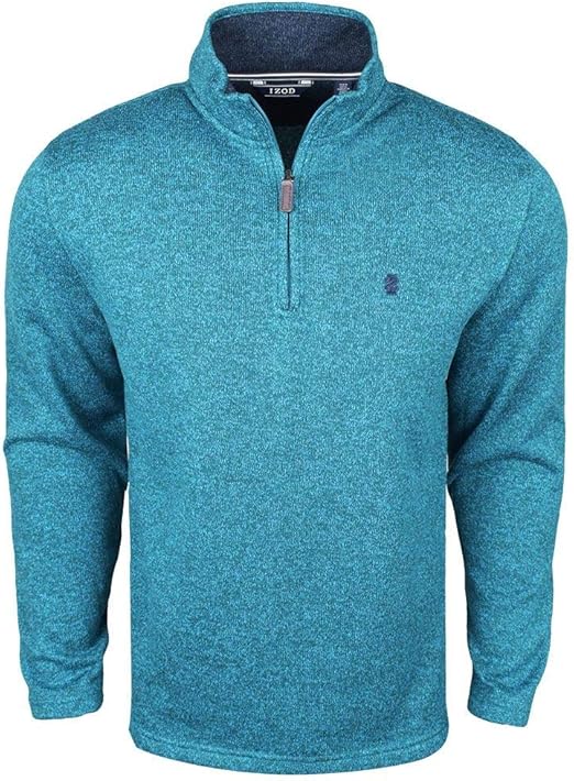IZOD- 1/4 Zip Sweater Fleece Lyons Blue Large at Amazon Menâs Clothing store