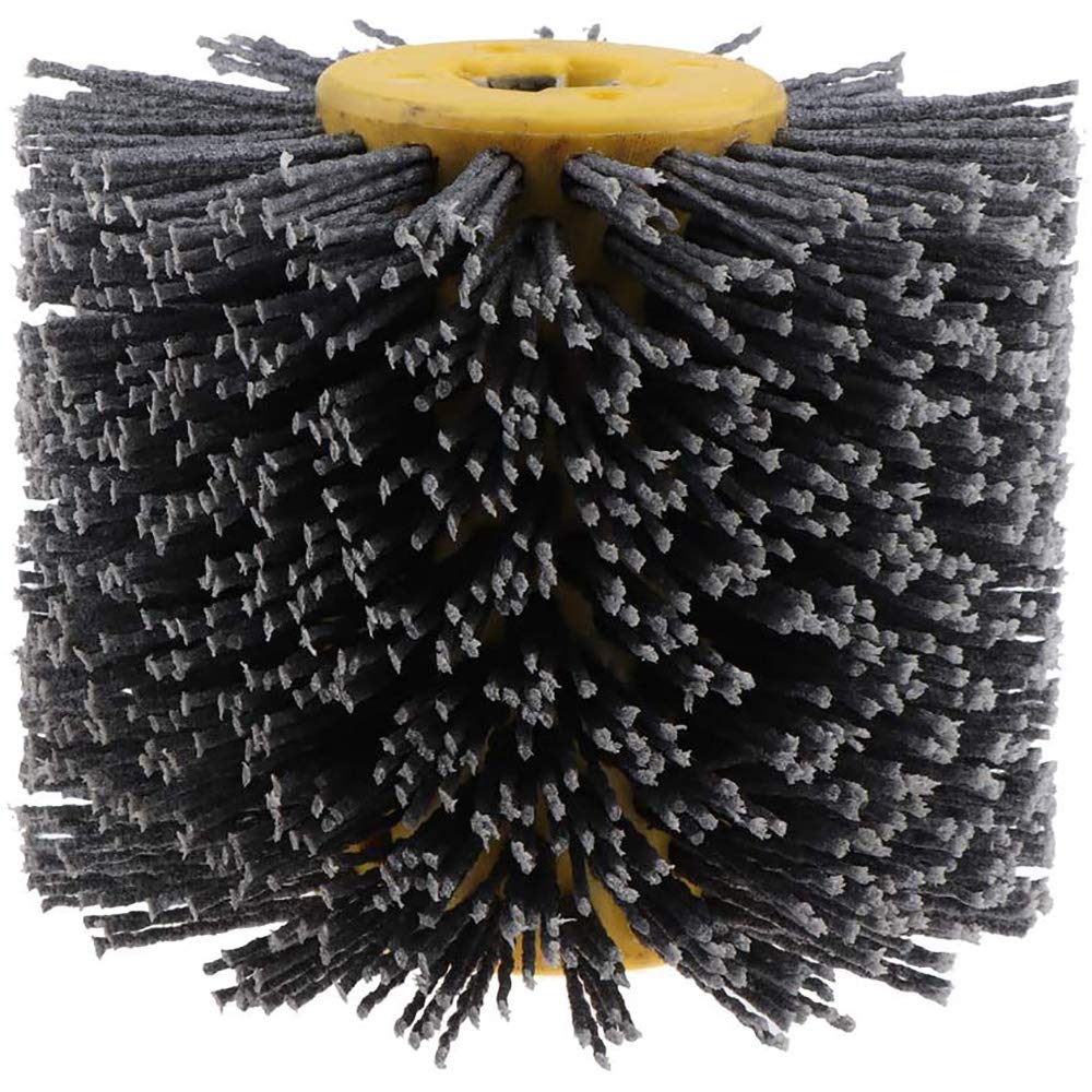 POFET 120 x 100mm Abrasive Wire Drawing Wheel Burnishing Brush for Wood Furniture Polishing - as described, 80 Grit