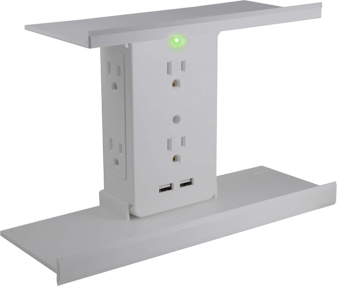 Socket Shelf Deluxe by Sharper Image 8 Port Surge Protector Wall Outlet