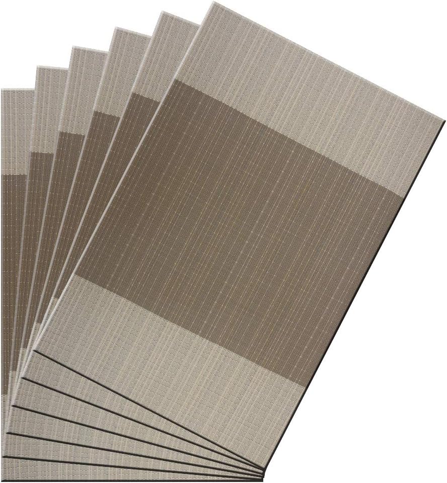 Bright Dream Placemats for Kitchen Table Stain Proof Wipe Off Vinyl Cork Plate Table Mat Set of 6（Beige）