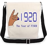LiuenMgg Finer Year 1920 Print Canvas Crossbody Bag, Adjustable Strap Lightweight Purse with Top Zipper & Inner Pocket, Daily Shoulder Bag Gift for Women