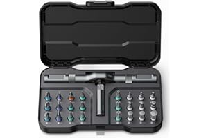 Bomivoi 24 in 1 Magnetic Screwdriver Set, DIY Ratchet Screwdriver Set, Multi Bit Magnetic Drive Set with Detachable Ratchet Handle, Portable Precision Repair Tool Kit for Furniture Computer Bicycle