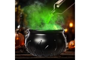 HTBMALL Halloween Decorations Indoor, DIY Floating Potion Set with Witches Cauldron and Mist Maker, Spooky Vintage 9.8" Black Plastic Bowl Hocus Pocus Party Decor for Home Table Mantel Kitchen Room