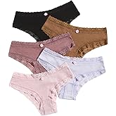 SHENHE Women's 5 Piece Lace Cheeky Underwear Scallop Trim Breathable Hipster Panties