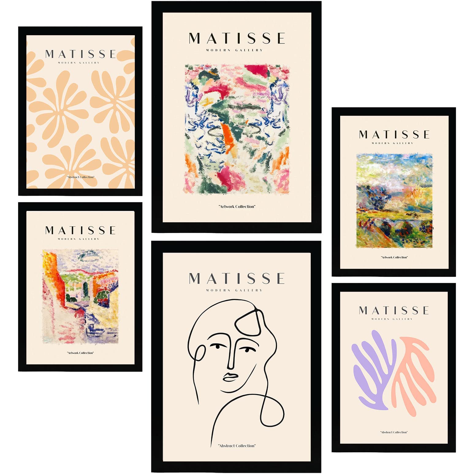 Nacnic ® - Set of 6 Henri Matisse Posters - Decorative Wall Prints - Interior Decoration Art - Posters A3 & A4 - Unframed