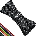 VVAAGG 550 Paracord 200FT - 4mm Lightweight and Durable Camping, Tent, Marine and Clothesline Rope - Nylon Parachute Cord Rope (White Dot Black)