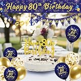 DearLives Navy Blue Gold 80th Birthday Decorations Party Banner Balloons view 4