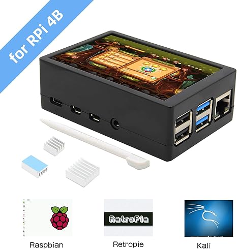 Amazon Com For Raspberry Pi 4 Model B 3 5 Inch Touch Screen With Abs Case And Pi 4 Heatsinks Kit Max 50fps 480x320 Pixel Monitor Tft Touch Lcd Support Raspbian Ubuntu Kali Retropie