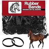 Canlierr 1000 Pcs Large Black Leather Rubber Bands Horse Braiding Bands | Mini Hair Ties for Equine Tail Styling, Durable Elastics, Secure Hold for Grooming, Tangle-free Braiding Supplies