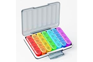 Zoksi Moisture-Proof Weekly Pill Organizer 4 Times a Day, 7 Day Pill Box 4X a Day, One Week Travel Pill Case with 28 Portable Compartments, Medicine Container for Vitamins, Supplements or Medication