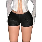 SOLY HUX Women's Sequin Sparkly Mini Shorts Glitter Skinny Bottoms Party Clubwear