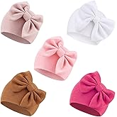 AQOKKA Newborn Baby Girl Hats with Bow Cotton Toddler Infant Beanie Cap Newborn Hospital Hats for Baby Girl Kid 0-24 Months