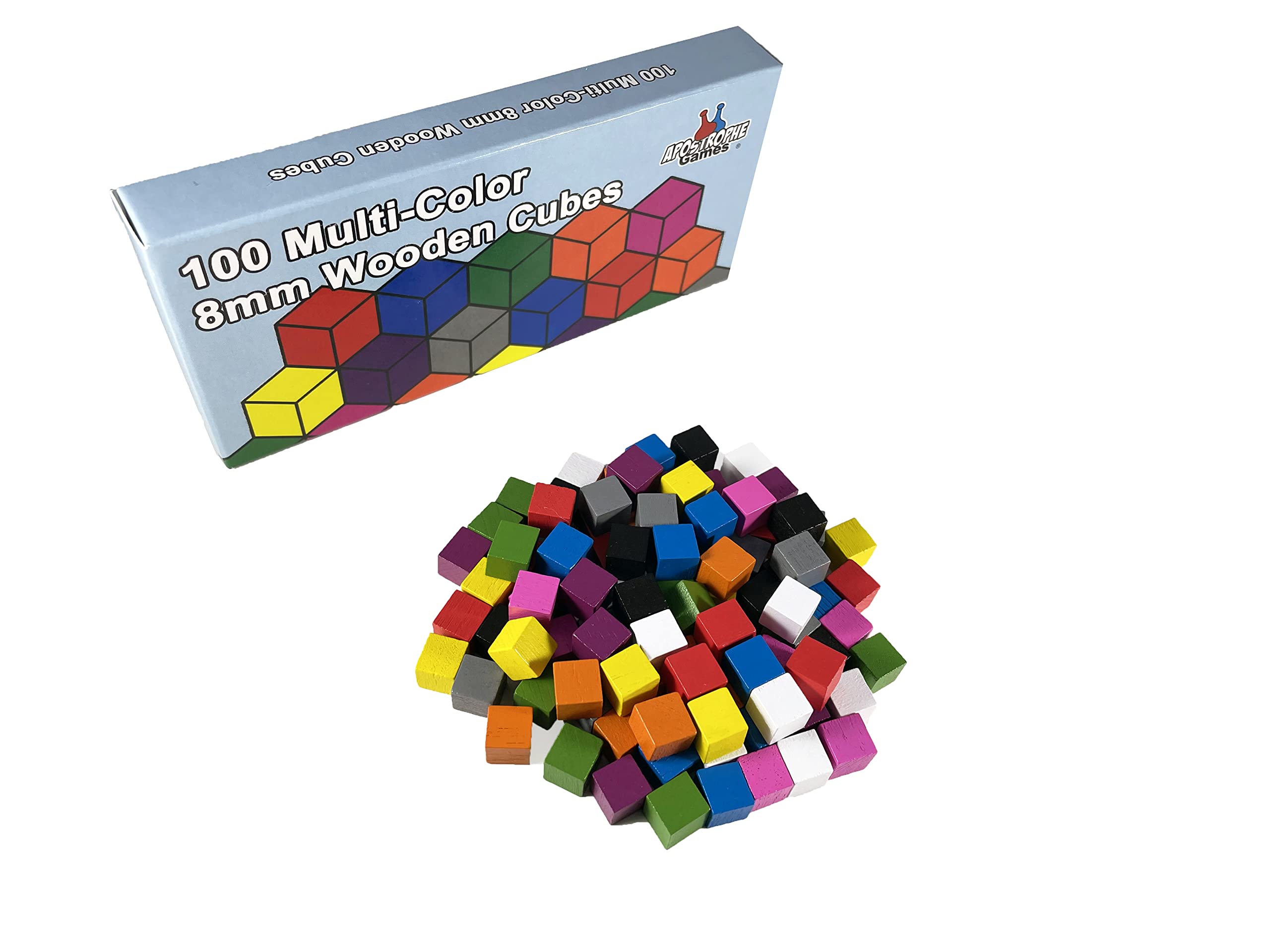 100 Wooden Cubes, Family Games Accessories – Multi-Color Board Game Tokens Ideal for Sorting, Counting, Classrooms, Replacement Pieces, Stocking Stuffer — image 1