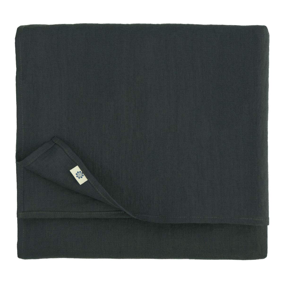 Linen & Cotton Black Square Tablecloth - 100% Linen, 39.4 x 39.4 inch, Perfect for Home, Kitchen, Dining, Restaurant, Hotel, Patio