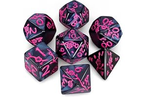 CiaraQ DND Polyhedral Dice Set with a Black Dice Bag for D&D RPG MTG Role Playing Table Games (Black + Flower)
