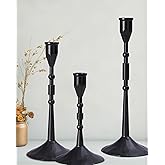 YOUTUOY Vintage Taper Candle Holders Set | Handmade 3-Piece Candlestick Decor for Table Centerpiece, Farmhouse Kitchen & Part