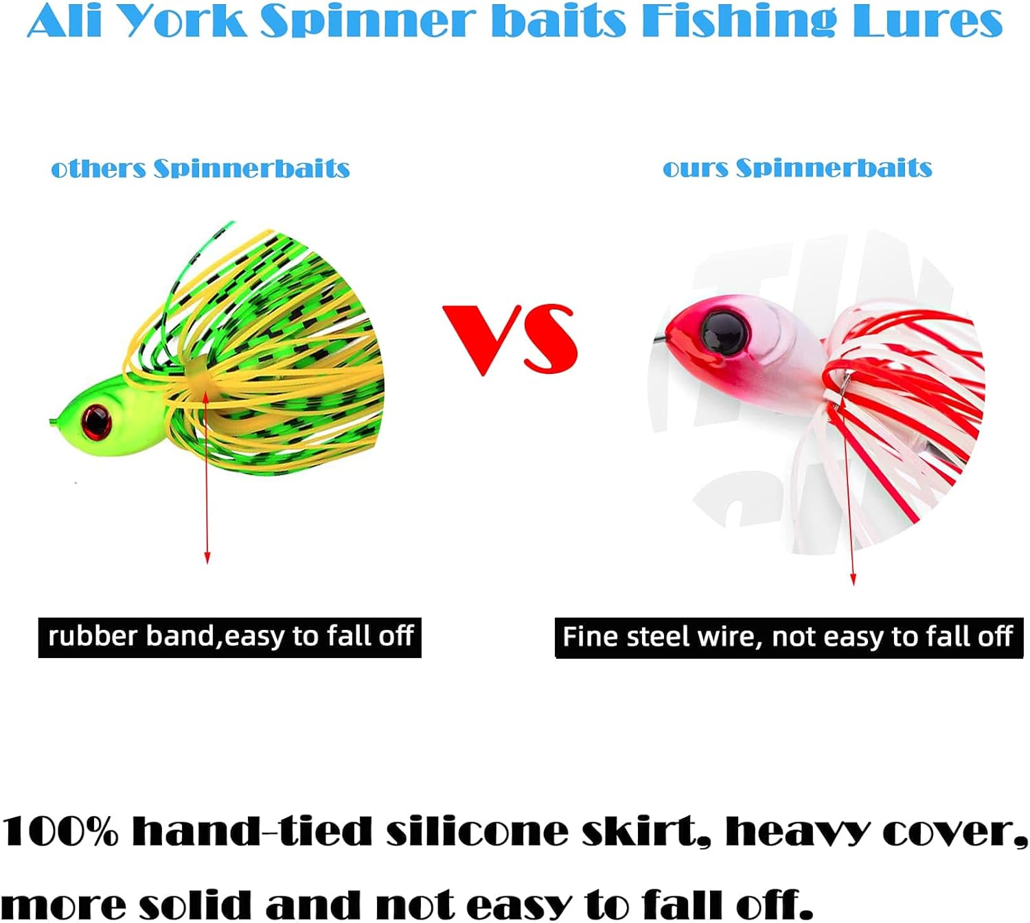 Ali York Fishing Lures for Bass, 5 Pcs Spinner Baits for Bass Fishing, Trout Lures Freshwater Kits, Rooster Tail Fishing Lures, Fishing Bait for Freshwater & Saltwater, Bass Lures : Sports & Outdoors