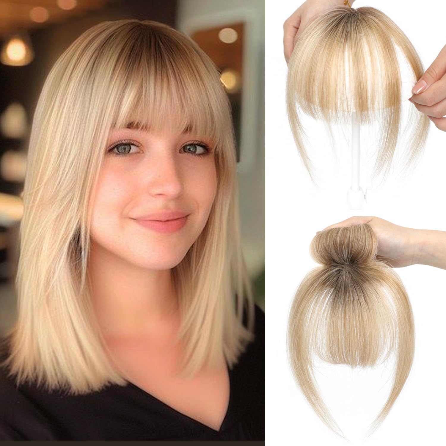 clip in bangs (Medium Brown to Blonde, 10 Inch) — image 1
