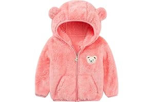PATGOAL Baby Boys Girls Fleece Jackets Zip Up Hoodies Cute Bear Coats Fall Winter Fuzzy Jacket Newborn Boys Girls Outwear