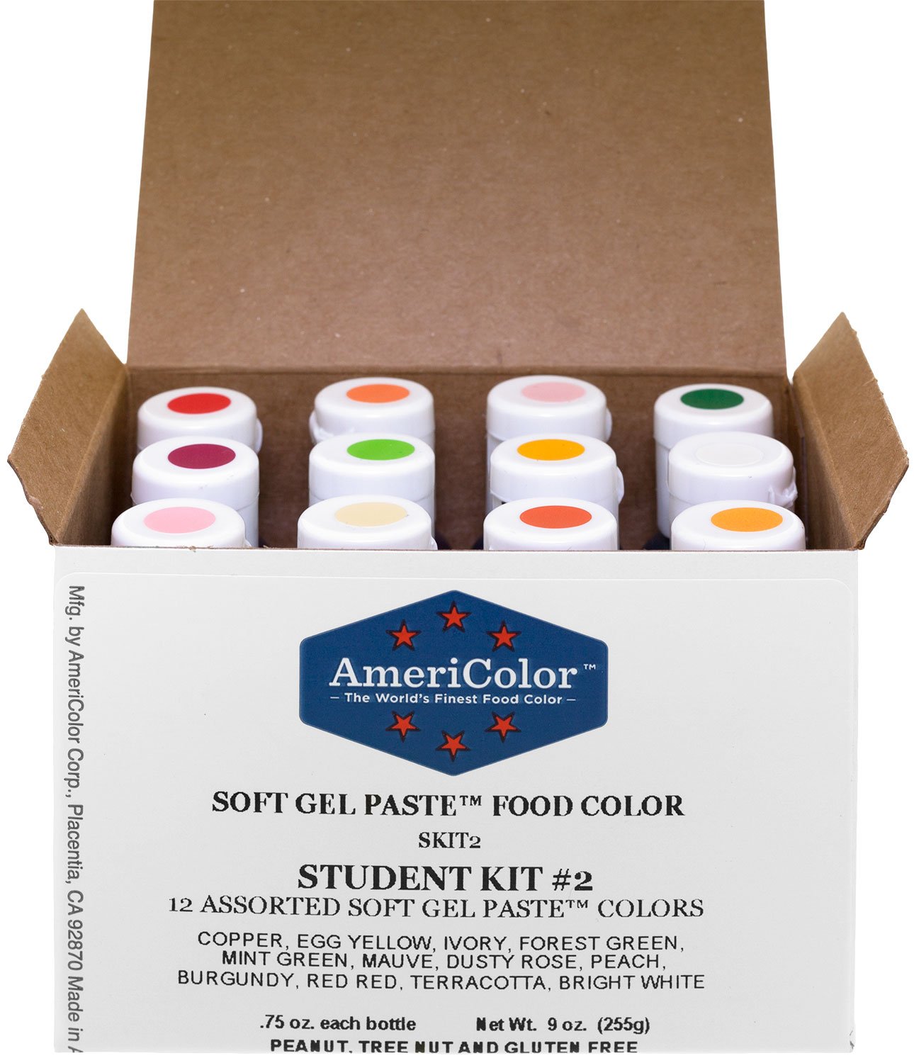 Food Coloring AmeriColor Student Kit 2 12 .75 Ounce Bottles Soft Gel
