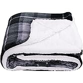 SOCHOW Sherpa Plaid Fleece Throw Blanket, Double-Sided Super Soft Luxurious Bedding Blanket 50 x 60 inches, Grey