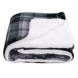 SOCHOW Sherpa Plaid Fleece Throw