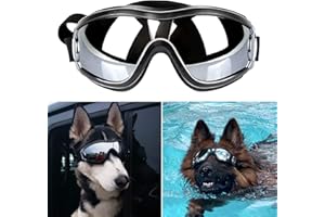 PEDOMUS Dog Sunglasses Dog Goggles Adjustable Strap for Travel Skiing and Anti-Fog Dog Snow Goggles Pet Goggles for Medium to Large Dog Black