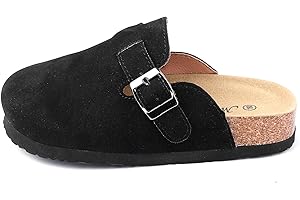 Flyswiso Toddler Clogs Kids Clogs Boys Girls Suede Leather Clogs Mules Toddler Slides Slip-on House Slippers for Indoor Outdoor