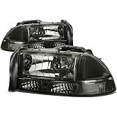 DNA MOTORING Pair Headlights Compatible with 97-04 Dodge Dakota / 98-03 Durango, Driver &amp; Passenger Side, Smoke/Clear, HL-OH-DD974P-SM-CL1