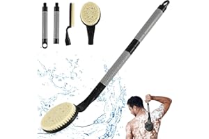 BTideas Back Scrubber Anti Slip for Shower, 21.7” Detachable, Exfoliating, Black