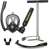 OCEADIVEO 0.5L Mini Scuba Tank with Pump for Underwater Exploration | DOT Approved 6061 aluminum tank, lightweight and corrosion-resistant for saltwater diving and long-term use