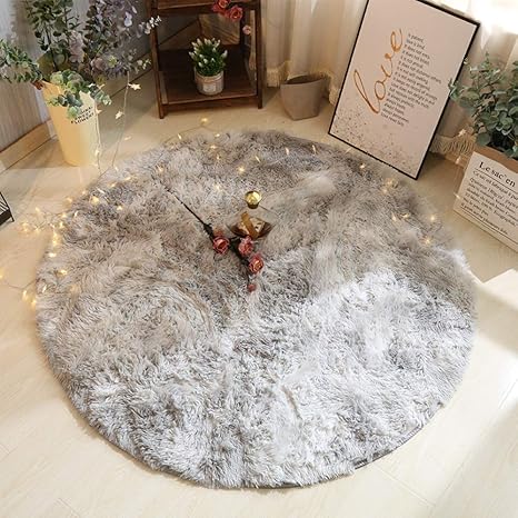 HYMY Haariger Runder Teppich Weiche Flauschige Matte Baby-Krabbeldecke