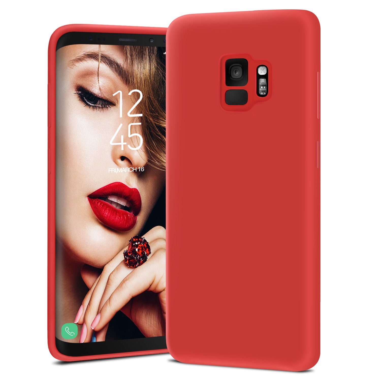 JASBON Coque Samsung Galaxy S9, Coque Silicone Liquide Anti-rayure,  Housse Protection Silicone Anti-choc Gel Case pour Samsung Galaxy S9 – Rouge