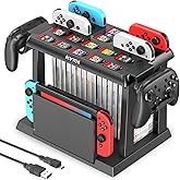 Switch Games Organizer Station with Controller Charger, Charging Dock for Nintendo Switch Interactive Gaming Figures & OLED Joycons, Stands for TV Dock, Stands